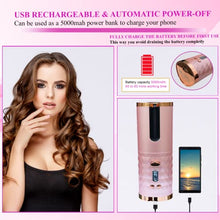 Load image into Gallery viewer, Automatic Curling Iron, Cordless Rechargeable Hair Curler with LCD Digital Display and 6 Temperature Settings, Fast Heating Curling Iron for Styling Hair Anytime ( Pink )
