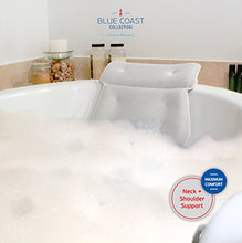 Load image into Gallery viewer, Blue Coast Collection–Bath Pillow for Tub with Konjac Sponge–Large Size for Bathtub, Hot Tub, Jacuzzi, and Home Spa–Non-slip Luxury Support for Head, Neck, Back and Shoulders, 6 Strong Suction Cups
