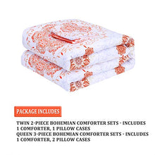 Load image into Gallery viewer, uxcell Twin 2-Piece Bohemian Orange Comforter Sets - 3D Printed Bohemia Themed - All-Season Down Alternative Quilted Duvet - Reversible Design - Includes 1 Comforter, 1 Pillow Case