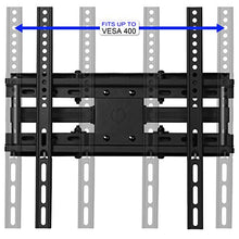 Load image into Gallery viewer, Cheetah Mounts Dual Articulating Arm TV Wall Mount Bracket for 20-65” TVs up to VESA 400 and 115lbs, Mounts on Studs up to 16” and Includes a Twisted Veins 10’ HDMI Cable & 6” 3-Axis Magnetic Bubble