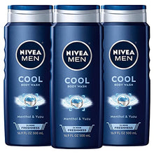 Load image into Gallery viewer, NIVEA MEN Cool Body Wash with Icy Menthol, 3 Pack of 16.9 Fl Oz Bottles