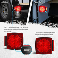 Load image into Gallery viewer, Partsam 12V Waterproof Square Led Trailer Light,Red LED Stop Turn Tail License Brake Running Light Lamp for Trailers Under 80" Boat Trailer Truck Marine Camper RV Snowmobile,IP68,DOT Compliant