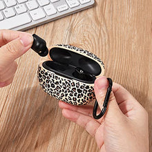 Load image into Gallery viewer, AIRSPO Case for Beats Studio Buds Silicone Floral Printed Protective Beats Studio Buds Earbuds Headphones Case Cover Skin with Keychain (Khaki/Leopard)