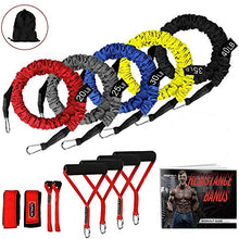 Load image into Gallery viewer, Resistance Bands, 15 Pieces Exercise Elastic Bands Set, 20lbs To 40lbs Resistance Tubes Heavy Duty Protective Nylon Sleeves Anti-Snap Fitness SUPALAK