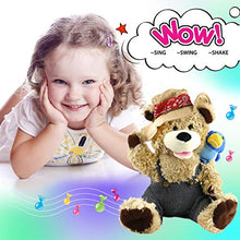 Load image into Gallery viewer, Houwsbaby Singing Teddy Bear Cowboy Stuffed Animal Gift for Kids Boys Girls Electronic Interactive Toy with Plush Pal Friend Blue Bird on His Shoulder Easter Valentine's Day Christmas Birthday, 12''