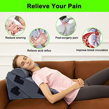 Load image into Gallery viewer, Turnextte 4Pcs Orthopedic Bed Wedge Pillow for Sleeping, Back Support Pillow, Post Surgery Pillow with Memory Foam for Acid Reflux, Leg, Shoulders, GERD, Heartburn, Anti Snoring Pillow, Dark Grey