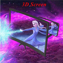 Load image into Gallery viewer, Curved 12" Phone Screen Magnifier & Phone Holder Stand,3D HD Anti-Blue Light Lens,Foldable Phone Screen Enlarger,Universal Cell Phone Screen Amplifier for Video,TV, Games, Compatible All Smartphones