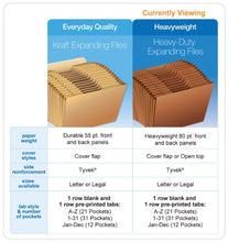 Load image into Gallery viewer, Globe-Weis PFXR217MHD /Pendaflex Heavy-Duty Expanding File, Open Top, 12 Pockets, Monthly Index, Letter Size, Brown (R217MHD)