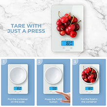 Load image into Gallery viewer, KOIOS USB Rechargeable Food Scale, 33lb/15Kg Kitchen Scale Digital Weight Grams and oz for Cooking Baking, 1g/0.1oz Precise Graduation, Waterproof Tempered Glass, 6 Weight Units, Tare Function