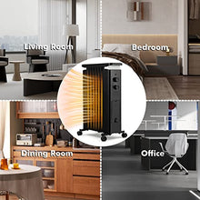 Load image into Gallery viewer, GOFLAME Oil Filled Radiator Heater, 1500W Electric Portable Space Heater with 3 Heat Settings and Built-In Thermostat, Oil Heater with Wheels, Tip-Over & Overheat Protection for Home Office (Black)