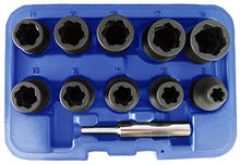 Load image into Gallery viewer, Astro Pneumatic Tool 7411M 11 Piece 1/2" Dr Metric Flank Bite Damaged Fastener Impact Sockets