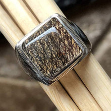 Load image into Gallery viewer, Genuine Black Rutilated 925 Solid Sterling Silver Men's Ring Size 6.75