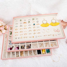 Load image into Gallery viewer, Mebbay Stackable Jewelry Trays Organizer with Lid, Jewelry Storage Display Trays for Drawer, Earring Necklace Bracelet Ring Organizer, Set of 3 (Pink)