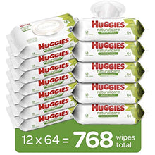 Load image into Gallery viewer, Huggies Natural Care Sensitive Baby Wipes, Unscented, 12 Flip-Top Packs (768 Wipes Total)