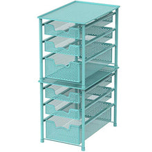 Load image into Gallery viewer, Simple Houseware Stackable 3 Tier Sliding Basket Organizer Drawer, Turquoise