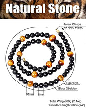 Load image into Gallery viewer, Jewever Starry Sky Tiger Eye/Black obsidian Crystal Necklaces Energy Reiki Healing Gemstone Natural Stone Jewelry for Women Mens Necklace Jewelry Strand