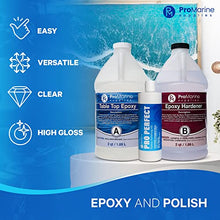 Load image into Gallery viewer, Pro Marine Supplies Clear Table Top Epoxy Resin (1 Gallon Kit) Bundle With Pro Perfect | UV Resistant and Self-leveling Resin | Resin Polishing Compound | For River Tables, Woodworking, Jewelry & More