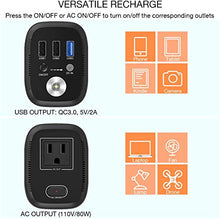 Load image into Gallery viewer, OMORC 85W 20000mAh Portable Power Station AC Outlet Portable Charger(LED & QC 3.0& TAS Approved),Portable Camping Solar Generator Battery Power Station (Black)