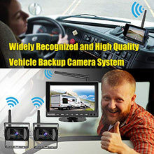 Load image into Gallery viewer, VECLESUS VMW7-2C 1080P Wireless Backup Camera Kit, 7” IPS HD Monitor & IP69K Waterproof High Speed Stable Transmission 2 Backup Cams for Trucks, RVs, Trailers, Bus, Harvester, Motorhome Large Vehicles