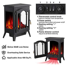 Load image into Gallery viewer, R.W.FLAME Infrared Electric Fireplace Stove, 16" Freestanding Fireplace Heater, Realistic Flame Effects, Adjustable Brightness and Heating Mode, Overheating Safe Design, 1000W/1500W, Black
