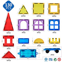 Load image into Gallery viewer, Magnet Building Tiles 130 Pcs 3D Toys Magnets Magnetic Blocks Set Preschool Toys Gifts for 3 4 5 Years Old Age Boys Girls and Toddlers.
