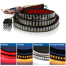 Load image into Gallery viewer, Truck Tailgate Light Bar 60” Triple Row 504 LED Strip with White Reverse Red Brake Amber Sequential Turn Signal Light Running Lamp for SUV Van - Trailer Strobe Taillight 2935 SMD LED Chips Waterproof