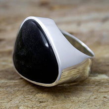 Load image into Gallery viewer, NOVICA Obsidian .925 Sterling Silver Cocktail Ring 'Asymmetrical Black'