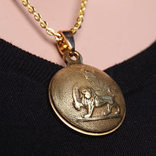 Load image into Gallery viewer, Asoodehdelan Gold Pt Iranian Persian Shir Khorshid Lion Sun Pahlavi Necklace Iran Farvahar (18" Chain)