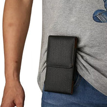 Load image into Gallery viewer, Vertical Cell Phone Belt Holster Pouch with Belt Clip and Belt Loop Case for iPhone 11 Pro XS X 8 7 6 6s/ Galaxy S6 S10e J5 J3 J2 S6 Edge Sol 3/ Moto G7 Play/ Google Pixel /LG Q7 Q6 K8