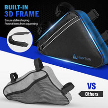 Load image into Gallery viewer, Hikenture Bike Storage Bag, Waterproof Triangle Bike Bag for MTB & Road Bike, Top Tube Bike Frame Bag with 1.5L Capacity & Mesh Pocket, Bicycle Accessories Pack Bike Pouch for Phone, Keys, Pump, Tools