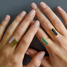 Load image into Gallery viewer, Green Tourmaline Gemstone Bar Ring, Geometric October Birthstone Ring, Adira Ring Series