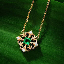 Load image into Gallery viewer, Carleen 14K Solid Yellow Gold Genuine Emerald Diamond Flower Pendant Necklace Minimalist Delicate Dainty Fine Jewelry For Women Girls
