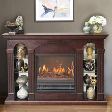 Load image into Gallery viewer, GOOD & GRACIOUS Electric Fireplace TV Stand for Up to 65" Flat Screen TV, Retro Entertainment Center with Tempered Glass Storage Shelves, for Living Room or Bedroom