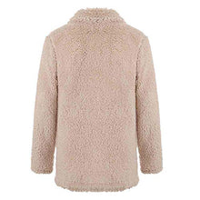 Load image into Gallery viewer, haoricu Womens Faux Shearling Jacket Casual Lapel Fleece Fuzzy Jacket Shaggy Oversized Jacket Warm Cardigan Coat Beige