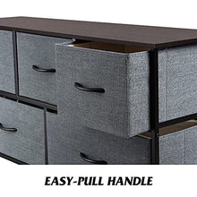 Load image into Gallery viewer, WLIVE Dresser for Bedroom with 5 Drawers, Wide Chest of Drawers, Fabric Dresser, Storage Organizer Unit with Fabric Bins for Closet, Living Room, Hallway, Nursery, Black Gray