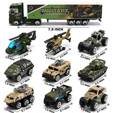 Load image into Gallery viewer, 26 Pcs Military Truck with Soldier Men Set(2 in 1), Mini Die-cast Battle Car in Carrier Truck, Army Toy Double Side Transport Vehicle for Kid Child Girl Boy Play Birthday Party Favors