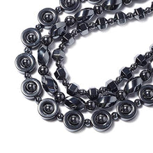 Load image into Gallery viewer, Shop LC Delivering Joy Set of 3 Multilayered Strand Statement Chain Necklace Fashion Jewelry for Women Hematite Silvertone 20" with Magnetic Clasp