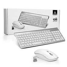 Load image into Gallery viewer, Wireless Keyboard and Mouse,JOYACCESS USB Slim Wireless Keyboard Mouse with Numeric Keypad Compatible with iMac Mac PC Laptop Tablet Computer Windows (Silver White)