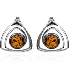 Load image into Gallery viewer, Amber Sterling Silver Round Stones Large Stud Earrings