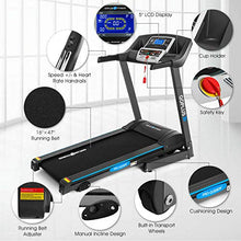 Load image into Gallery viewer, Folding Electric Treadmill Motorized Power Running Machine Fitness with Rolling Wheels 12 Program Available with 2 Separate Water Bottle Holders