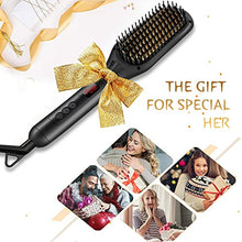 Load image into Gallery viewer, Ionic Hair Straightener Brush, Hair Straightening Brush Ceramic, Anti-Scald, LED Indicator,110V-240V, Hot Brush Hair Straightener for Quick and Professional Hair Salon at Home