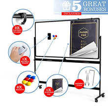 Load image into Gallery viewer, Large Mobile Rolling Magnetic Whiteboard - 48 x 32 Inches Height Adjust Double Sides Portable White Board on Wheels, Dry Erase Board Easel with Stand for Office, Home & Classroom