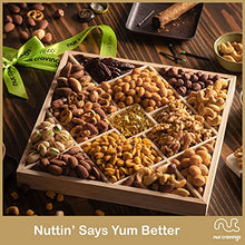 Load image into Gallery viewer, Christmas Gift Basket Holiday Nuts in Reusable Wood Tray + Green Ribbon (12 Assortments) Gourmet Food Bouquet Xmas Arrangement Platter, Birthday Care Package, Healthy Kosher Snack Box - Family Adults