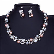 Load image into Gallery viewer, Luxury Pearl Wedding Jewelry Set Necklace Earrings Party Wear Birthday Gift for Mother Wife (White)