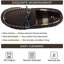 Load image into Gallery viewer, LseLom Mens Moccasin Slippers Indoor Outdoor Memory Foam Arch Support Slippers for Men Cozy House Shoes with Rubber Soles Brown Size 8