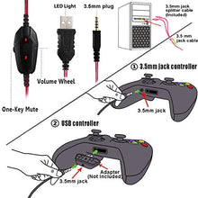 Load image into Gallery viewer, Stynice Gaming Headset for PC, PS4, Playstation 5, Xbox One, Laptop, Crystal Clear Sound Computer Gamer Headset with Noise Canceling Mic and LED Light - Lightweight Comfortable Gamer Headphone (Red)