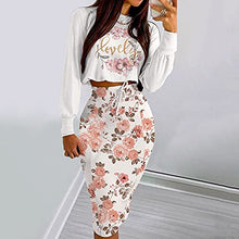 Load image into Gallery viewer, Aniywn Women's Two Piece Outfits Casual Long Sleeve Crop Tops and Stretchy Skirt Sets Sexy Mini Bodycon Skirt Dress Suit White