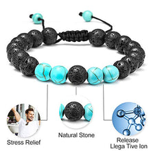 Load image into Gallery viewer, M MOOHAM Lava Rock Bracelet - 8mm Lava Rock Bead Blue Turquoise Anxiety Bracelet, Men Women Stress Relief Yoga Beads Aromatherapy Essential Oil Diffuser Healing Bracelets