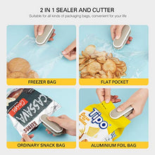 Load image into Gallery viewer, Bag Sealer, 2 In1 Food Sealer for Food Savers Mini and Cutter Portable Handheld Heat Vacuum Sealer with Detachable Hook for Snack Plastic Bag Food Storage