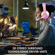 Load image into Gallery viewer, Nivava Gaming Headset for PS4, Xbox One, PC Headphones with Microphone LED Light Mic for Nintendo Switch Playstation Computer, K7 (Pink)